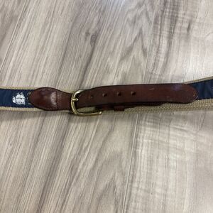 Vintage Kalmar Nyckel Preppy  Genuine Leather Brass Blue  Belt Size 40